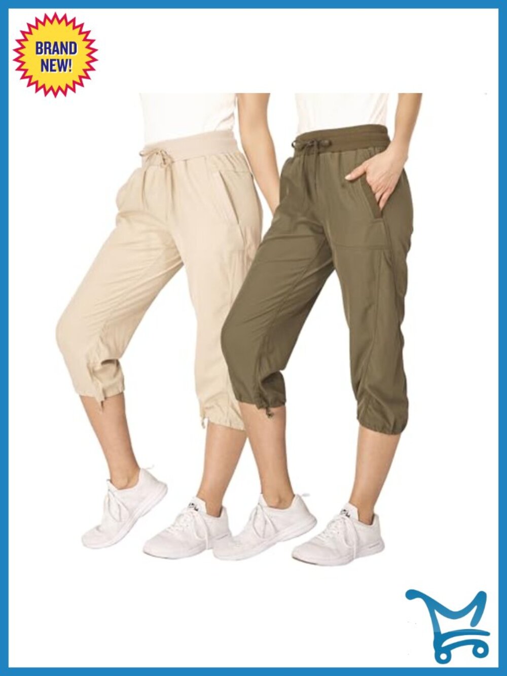 Women's Hiking Capri Cargo Pants 2 Pack Stretch Quick Dry